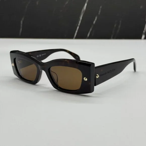 NEW AM0426S 002 ALEXANDER MCQUEEN HAVANA SQUARE UNISEX SUNGLASSES